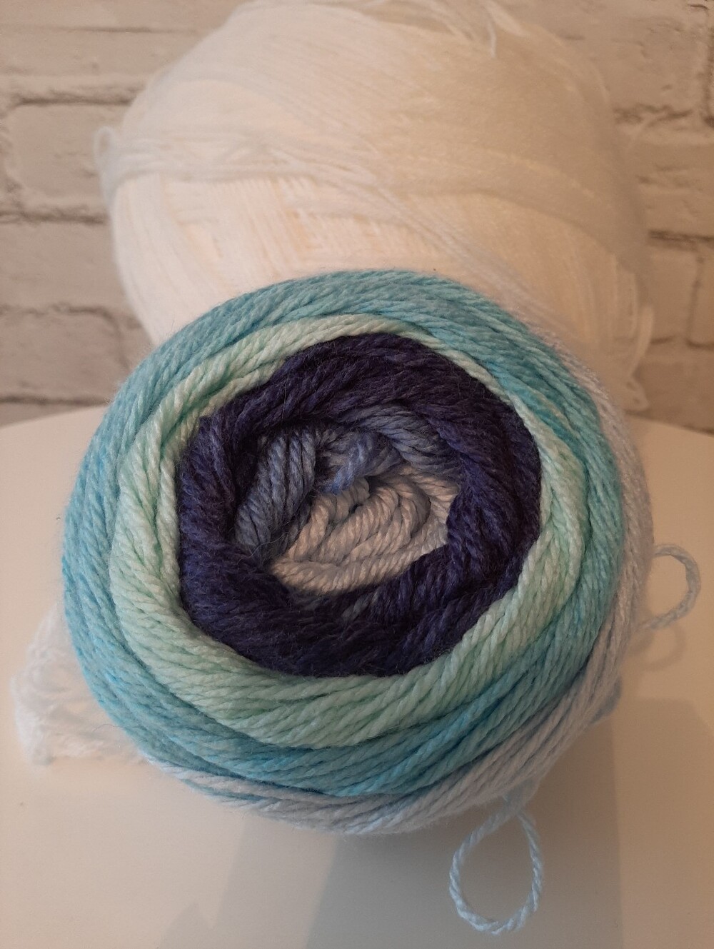 Gradient Blue Cotton Blend Yarn Cake - Soft Ombre Blues
